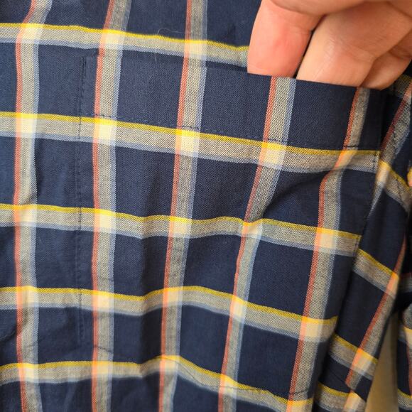 L.L.Bean Signature Essential Button Front Shirt Dress 14 R Navy Multi Plaid NEW - Picture 3 of 12